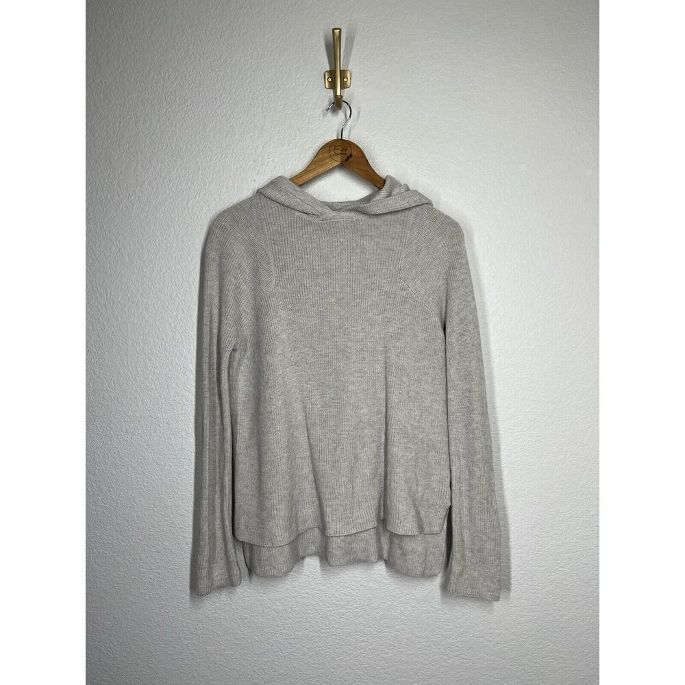 Athleta Rest Day Hoodie Sweater Ribbed Light Grey Pullover XXS
